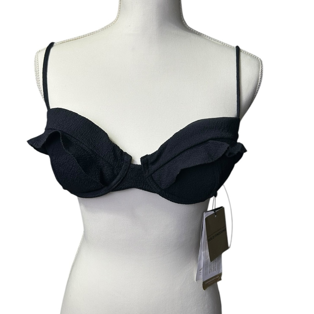 VIX BY PAULA HERMANNY black underwire tie back bikini swim top size Large NWT